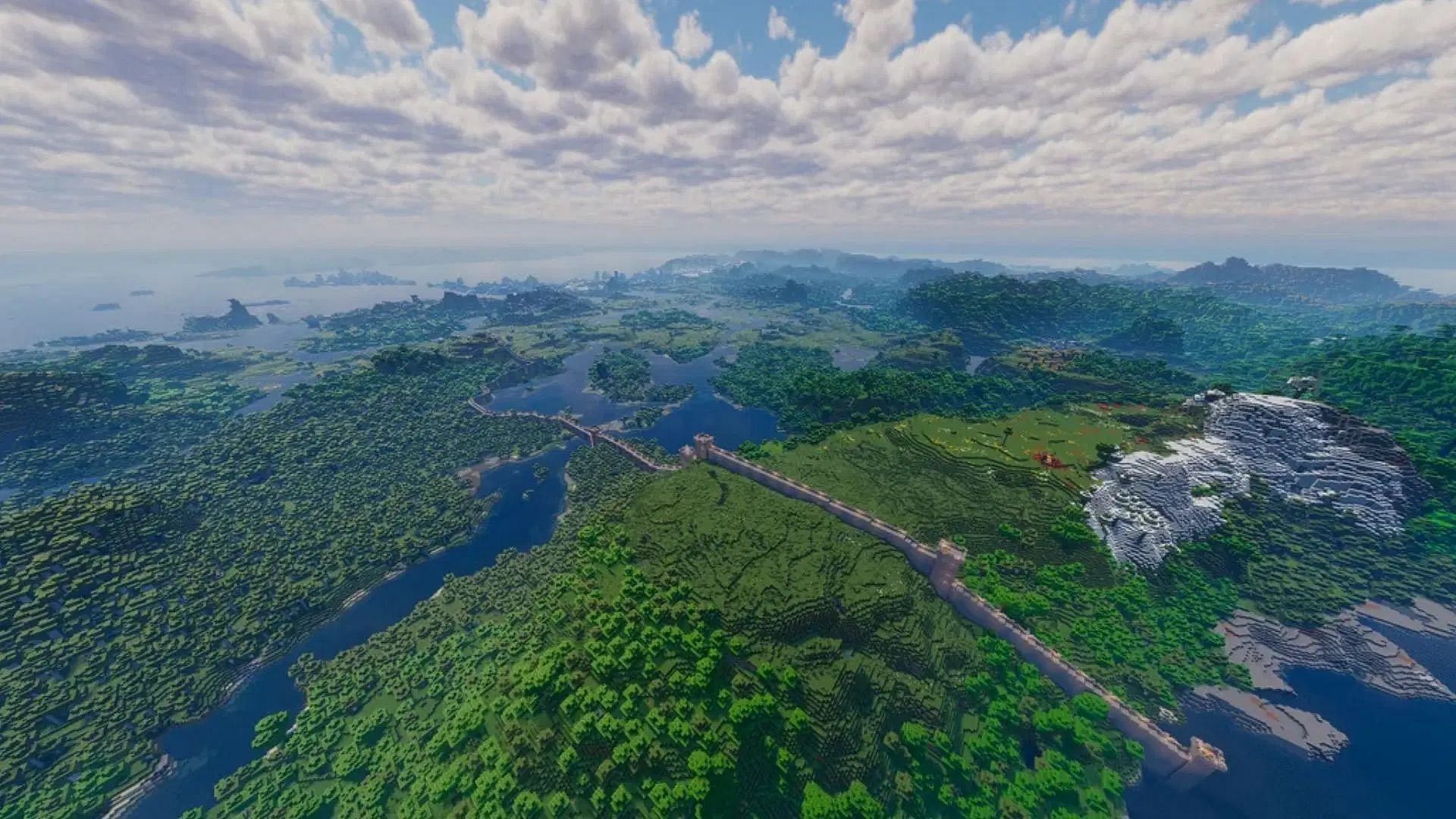 The great wall made in Minecraft (Image via Reddit/Glad-Client-4887/Mojang Studios)